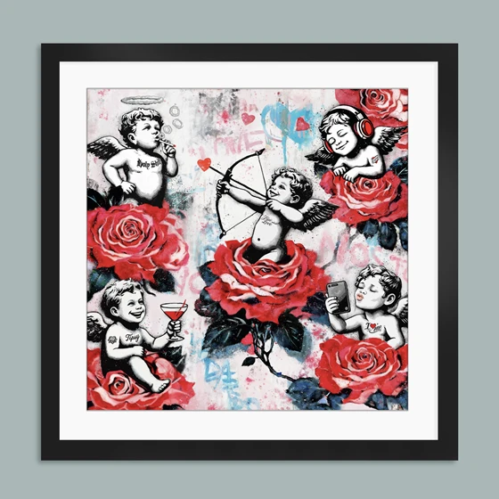 Street art Rino Larsen Kunst Grafikk. Tittel Amor