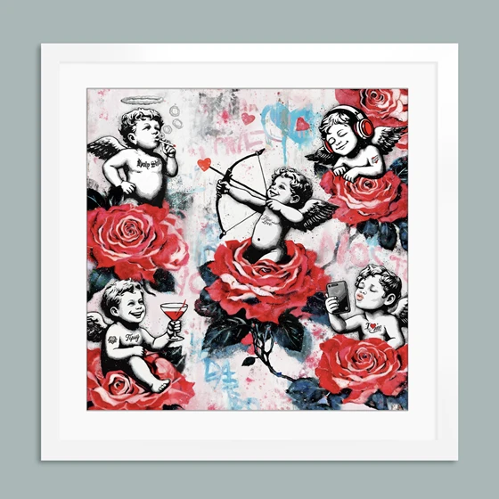 Street art Rino Larsen Kunst Grafikk. Tittel Amor