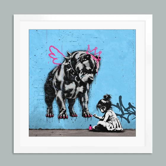 Street art Rino Larsen Kunst Grafikk. Princess. Grafikk med ramme