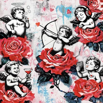 Street art Rino Larsen Kunst Grafikk. Tittel Amor