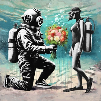 Deep, street art kunst Litografi DGA Rino Larsen