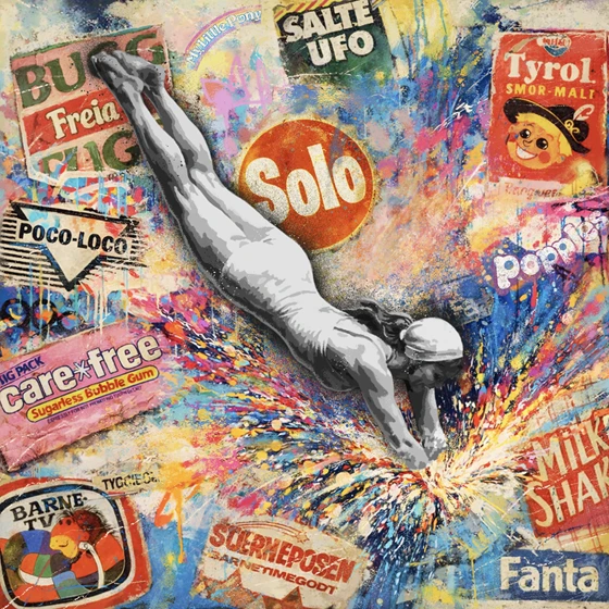 Pop art kunst Rino Larsen tittel Rewind